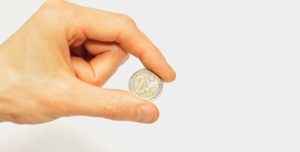 Male Hand Holding 2 Euro Coin By Vinter varg VideoHive - 590x300 - jpeg Hand Holding 2 Fingers